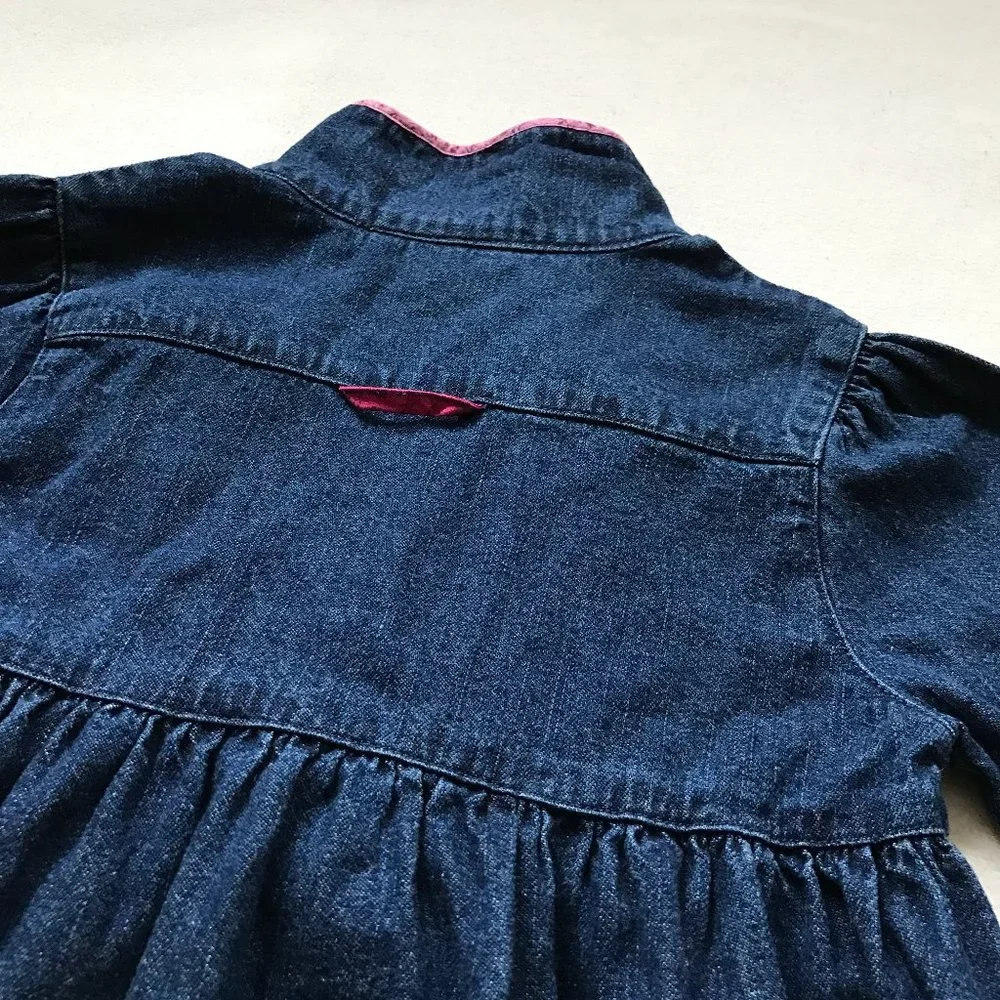 Vintage Y2K OshKosh Bgosh Denim Long Sleeve Shirt Dress Girls Size 6 Cotton Jean